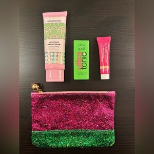 Ipsy Bag Pink And Green Sparkles NEW